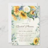ひまわり ユーカリの葉 ブライダルシャワー 招待状 (正面)