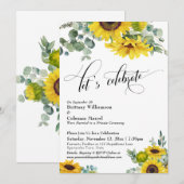 ひまわり ユーカリ お祝いの席 招待状 (正面/裏面)