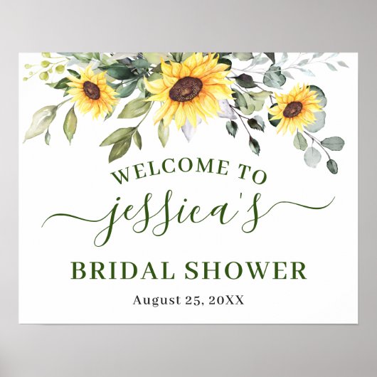 ひまわり ユーカリ ウェルカムサイン 結婚前お披露目パーティー ポスター (正面)