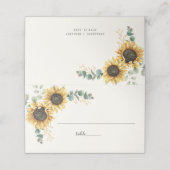 ひまわり ユーカリ グリーン スクリプト 結婚式 テーブル プレイスカード (外部開封)