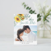 ひまわり ユーカリ フォト ウェディング セーブ・ザ・デート ポストカード (スタンド正面)