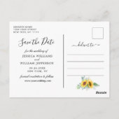 ひまわり ユーカリ フォト ウェディング セーブ・ザ・デート ポストカード (裏面)