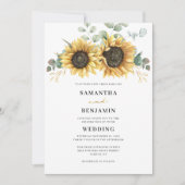 ひまわり ユーカリ フラワーの結婚式 招待状 (正面)
