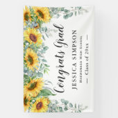 ひまわり ユーカリ ラスティック 卒業 大学生 横断幕 (縦)