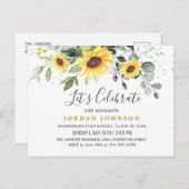 ひまわり ユーカリ 卒業パーティー 招待状 (正面/裏面)