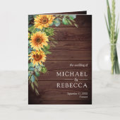 ひまわり ユーカリ 木製 QR コード 結婚式 招待状 (正面)