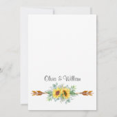 ひまわり ユーカリ 水彩画 ラスティック ウェディング 招待状 (裏面)