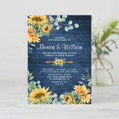 ひまわり ユーカリ 水彩画 ラスティック ウェディング 招待状 (スタンド正面)