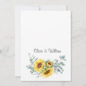 ひまわり ユーカリ 水彩画 ラスティック ウェディング 招待状 (裏面)