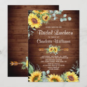 ひまわり ユーカリ 水彩色 結婚式 ランチョン 招待状 (正面/裏面)
