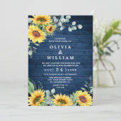 ひまわり ユーカリ 水彩 ラスティック ウェディング 招待状 (スタンド正面)