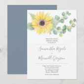 ひまわり & ユーカリ 結婚式リハーサルディナー 招待状 (正面/裏面)