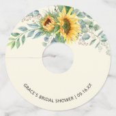ひまわり ユーカリ 緑の花 ブライダルシャワー ワイングラスタグ (正面)