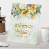 ひまわり ユーカリ 誕生日パーティー ウェルカム 台座サイン (インサイチュ)