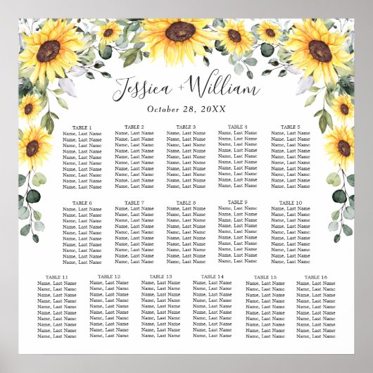 ひまわり ユーカリ 16 テーブル 席次表 ポスター (正面)