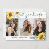 ひまわり ユーカリ 3 写真 卒業パーティー 招待状 (正面)