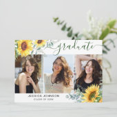 ひまわり ユーカリ 3 写真 卒業パーティー 招待状 (スタンド正面)