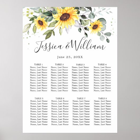 ひまわり ユーカリ 8テーブル 席次表 ポスター (正面)
