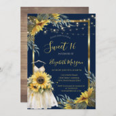 ひまわり,ライト,ドレスウッドテクスチャ甘い16 招待状 (正面/裏面)