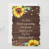ひまわり ライト ラスティック ウッド キリスト教 ウェディング 招待状 (裏面)