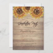 ひまわり,ライト,木の質感の卒業パーティー 招待状 (正面)
