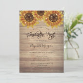 ひまわり,ライト,木の質感の卒業パーティー 招待状 (スタンド正面)