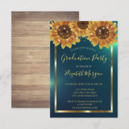 ひまわり，ライト，木材，紙吹雪グリーン卒業 招待状
