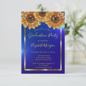 ひまわり,ライト,木材,紙吹雪ブルー卒業 招待状 (スタンド正面)