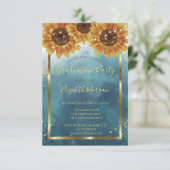 ひまわり,ライト,木材,紙吹雪卒業パーティー 招待状 (スタンド正面)