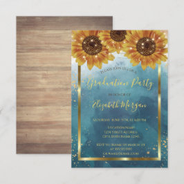 ひまわり，ライト，木材，紙吹雪卒業パーティー 招待状