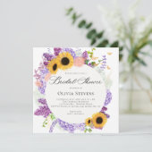 ひまわり ライラック 蝶々 花 フラワー ブライダル シャワー 招待状 (スタンド正面)