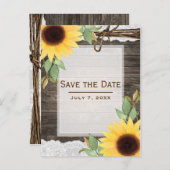 ひまわり ラスティック ウッドレース カントリー セーブ・ザ・デート 案内ポストカード (正面/裏面)