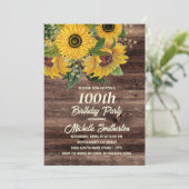 ひまわり ラスティック ウッド カントリー 50歳の誕生日 招待状 (スタンド正面)