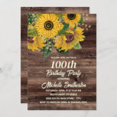 ひまわり ラスティック ウッド カントリー 50歳の誕生日 招待状 (正面/裏面)