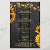 ひまわり ラスティック ウッド ゴールド スクリプト 結婚式プログラム (裏面)