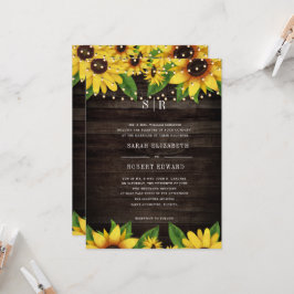 ひまわり ラスティック ウッド ストリング リハーサル ディナー 招待状