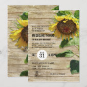 ひまわり ラスティック ウッド ビー ハイーブ 誕生日パーティー 招待状 (正面/裏面)