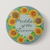 ひまわり ラスティック セージ グリーン 母親の結婚式 缶バッジ (正面)