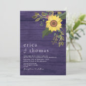 ひまわり ラスティック パープル ウェディング 招待状 (スタンド正面)