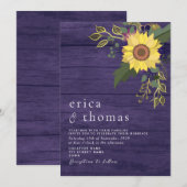 ひまわり ラスティック パープル ウェディング 招待状 (正面/裏面)