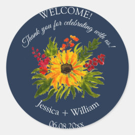 ひまわり ラスティック フラワール ナビー ウェディング ラウンドシール