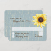 ひまわり ラスティック ブルー バーン ウェディング レスポンス 招待状 (正面/裏面)