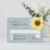 ひまわり ラスティック ブルー バーン ウェディング レスポンス 招待状 (スタンド正面)