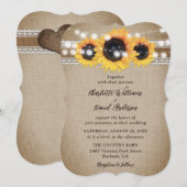 ひまわり ラスティック ヴィンテージ バルコニー レース ウェディング 招待状 (正面/裏面)