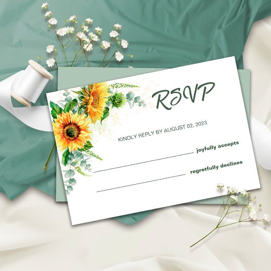 ひまわり ラスティック RSVP 結婚式のカード