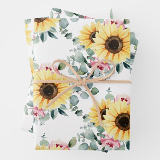 ひまわり ラッピングペーパー フラットシート 3枚セット ラッピングペーパーシート (インサイチュ)