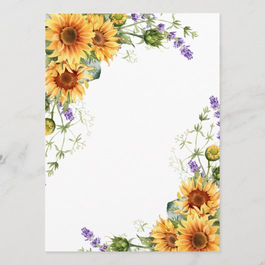 ひまわり&ラベンダー結婚のメニュー メニュー (裏面)