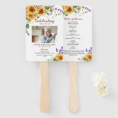 ひまわり＆ラベンダー葬儀プログラム　扇風機のセット ハンドファン (正面&裏面)