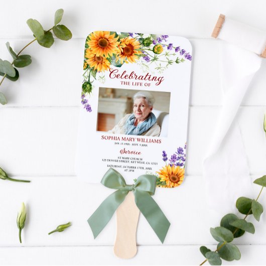 ひまわり＆ラベンダー葬儀プログラム　扇風機のセット ハンドファン