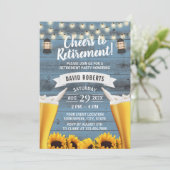 ひまわり&ランタンビール定年ほこりっぽいブルー 招待状 (スタンド正面)